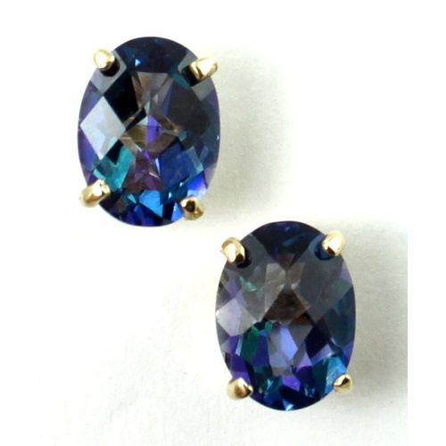 Neptune Garden Topaz, 14KY Gold Post Earrings, E002