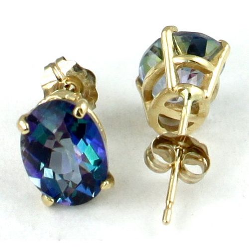 Neptune Garden Topaz, 14KY Gold Post Earrings, E002