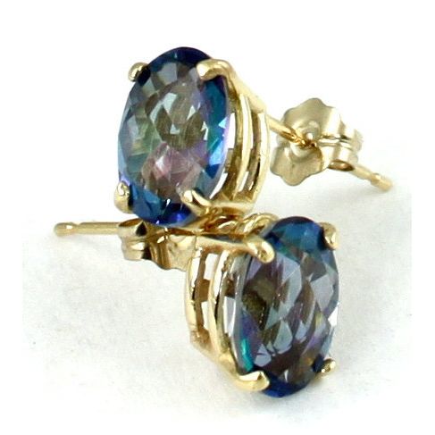 Neptune Garden Topaz, 14KY Gold Post Earrings, E002