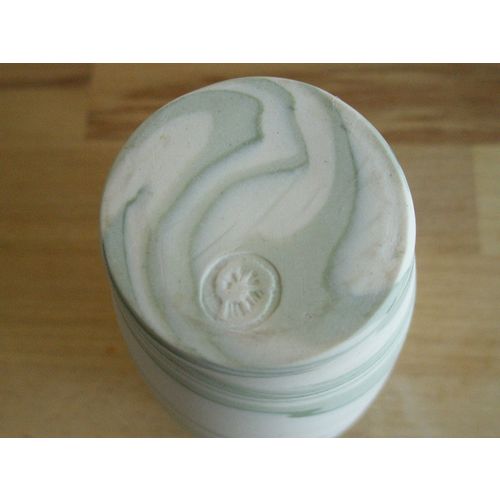 Marbled Green and White Studio Pottery Vase - Marked