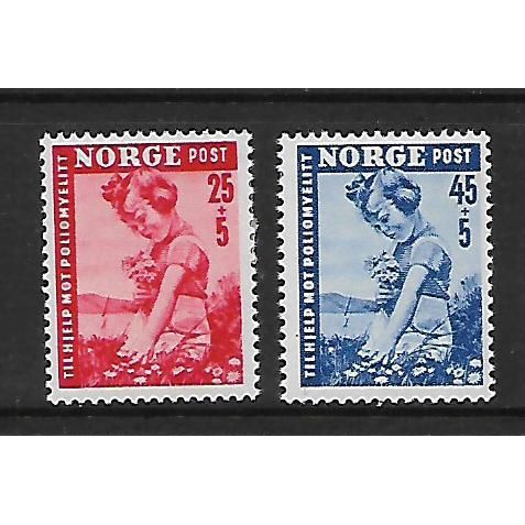 NORWAY 1950 INFANTILE PARALYSIS FUND SG 411 / 412 SET 2 VALS M/MINT#3