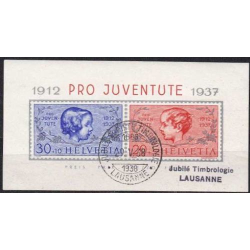 SCHWEIZ SWITZERLAND [1937] MiNr 0318-19 Block 3 ( O/used )