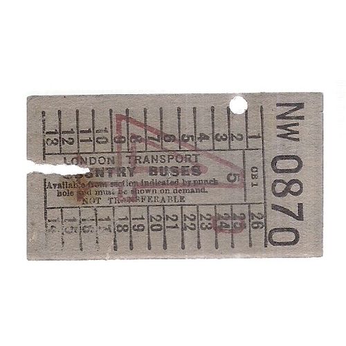 vintage LONDON TRANSPORT COUNTRY BUSES bus ticket #