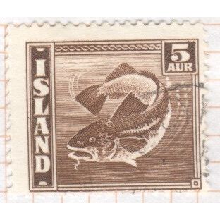 Iceland 1939 - 5aur brown - Atlantic Cod - used