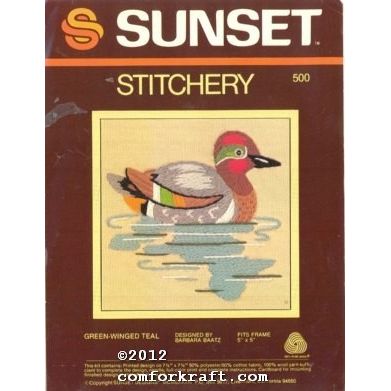 Sunset Stitchery Green-Winged Teal #500 by Barbara Baatz