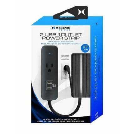 6ft. Xtreme 2 USB - 1 Outlet - Power Strip - Fabric Cord - Black