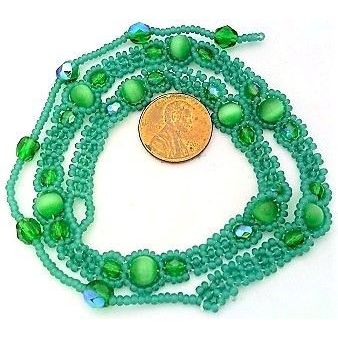 Green Cat Eye Beaded Daisy Chain Choker Necklace