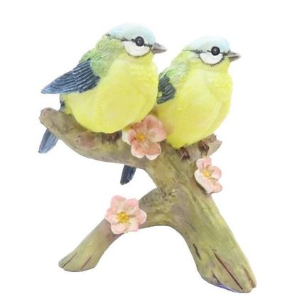 Figurine Bluetit Birds on a Blossom Branch 9 CM Home Decor Ornament Gift Collect