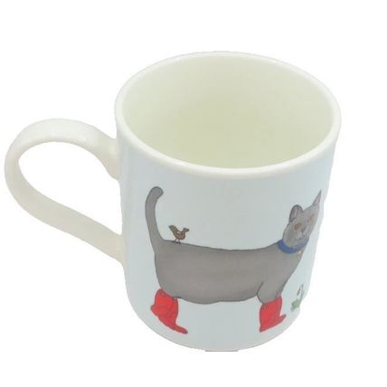Red Welly Cat Mug 9.5 CM Fine China Ceramic Microwave & Dishwasher Safe Boxed