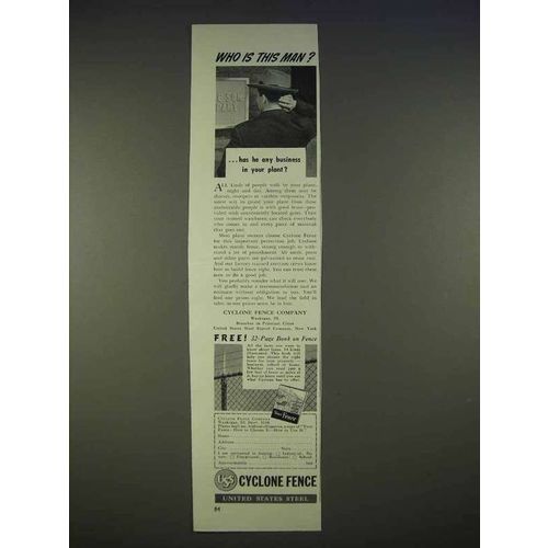 1940 United States Steel Cyclone Fence Ad - Who is Man?