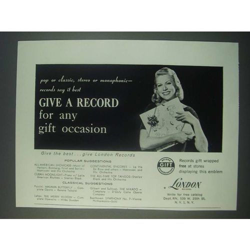 1959 London Records Ad - pop or classic, stereo or monophonic