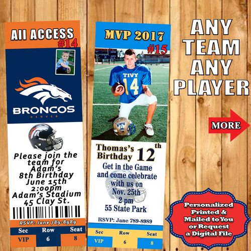Football NFL Birthday Invitations 10 ea with Env Personalized Custom Made