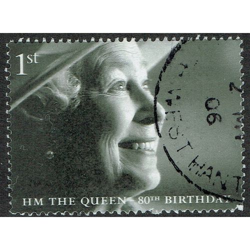 2006 80th Birthday HM Queen 1st Black Turquoise Green and Grey SG2622 FU