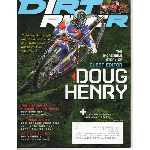 Dirt Rider Magazine January 2015 History of modern Four Strokes 2015 KYM 500 EXC