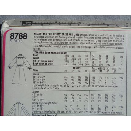 Simplicity 8788 Pattern 14 Dress Lined Jacket Sewing clothing