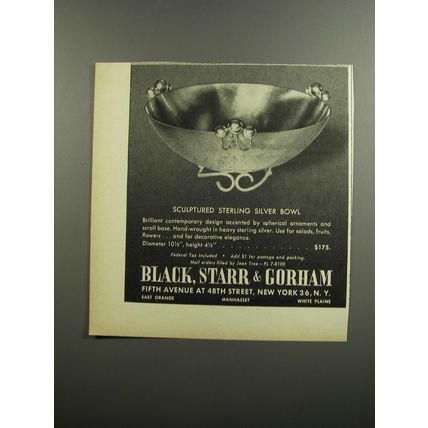1952 Black, Star & Gorham Sterling Silver Bowl Advertisement