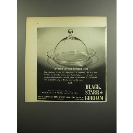 1952 Black, Star & Gorham Leerdam Covered Crystal Serving Dish Advertisement