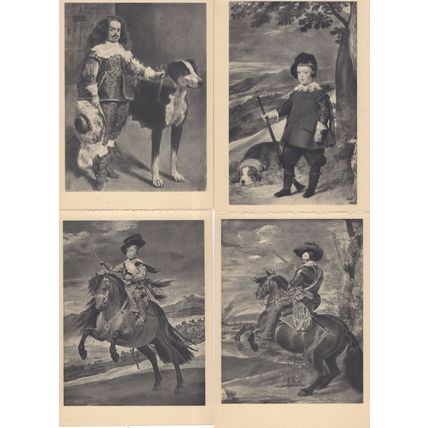 Velasquez 4x Horse Gun Rifle Antique Museum Painting Postcard s