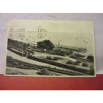 CLIFF GARDENS, WESTCLIFF-ON-SEA, ESSEX used vintage postcard by A H J 1938 pm =