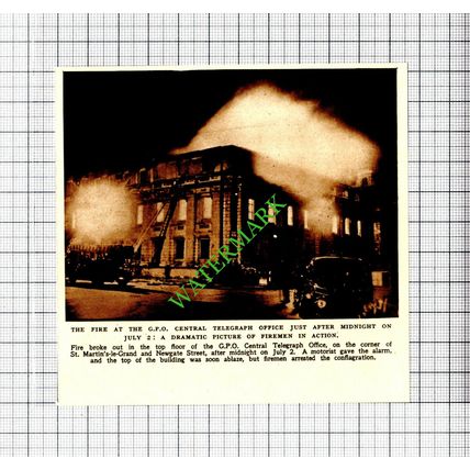 GPO Central Telegraph Office London Fire -1947 Cutting