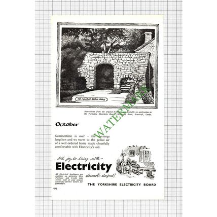 Old Aqueduct Bolton Abbey Yorkshire Electricity Board Advert - 1962 Cutting