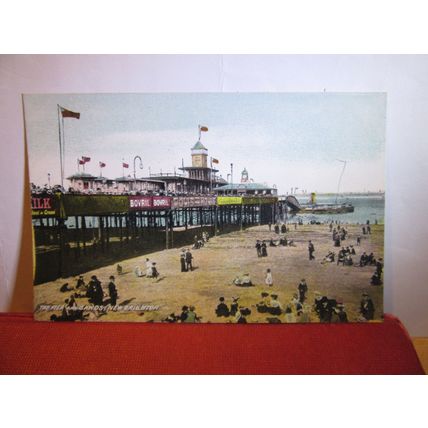 THE PIER & SANDS, NEW BRIGHTON, CHESHIRE unused antique postcard =