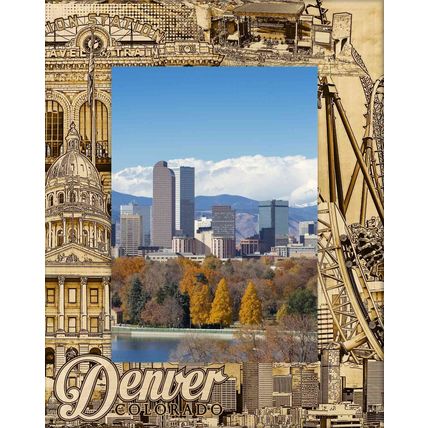 Denver Colorado Laser Engraved Wood Picture Frame Portrait (4 x 6)