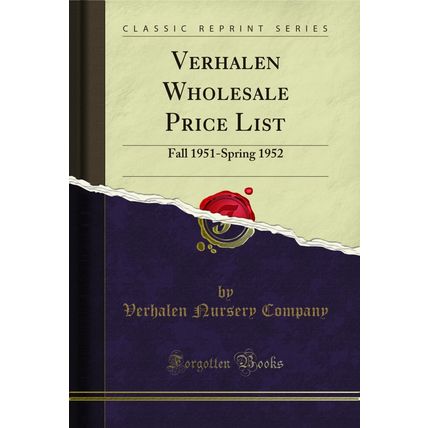 Verhalen Wholesale Price List: Fall 1951-Spring 1952 (Classic Reprint)