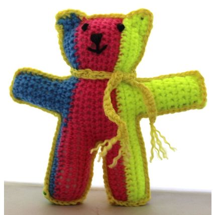 Hand Crocheted Cute Colourful Teddy Bear Soft Toy - Made in Australia