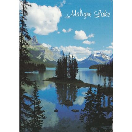 Maligne Lake Canada Postcard posted 1998 creased