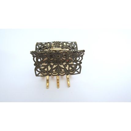 Small/medium gold and bronze metal filigree hair claw clip jaw clip