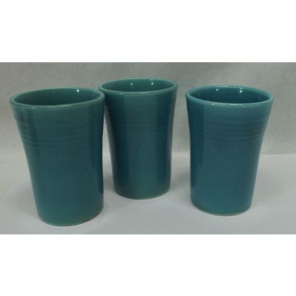 3 Vintage Fiesta FIESTAWARE Juice Cup Glass Turquoise Blue HLC 1930's 3 3/4"