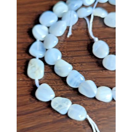 8-10mm Blue Agate Beads Rough Cut Polished Natural 42 beads 15" strung NB20