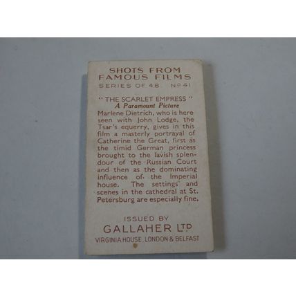 1935 Gallaher Shots From Famous Films Card # 41 of 48 The Scarlet Empress GD (2)