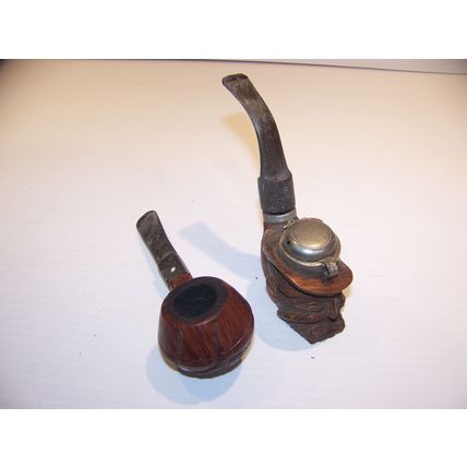 VINTAGE SMOKING PIPES SCHOWA GERMANY HAND CARVED MAN W/ WIND CAP + ISRAEL MADE