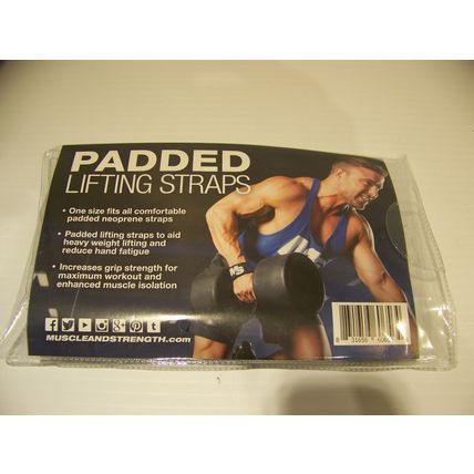 MUSCLE & STRENGTH PADDED WEIGHT LIFTING STRAPS BLUE NEW MUSCLEANDSTRENGTH.COM