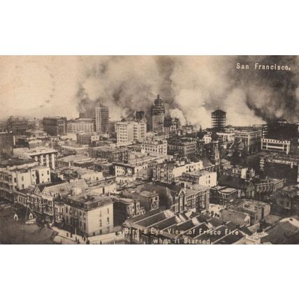 Frisco Fire When It Started San Fransisco USA Disaster Old Postcard