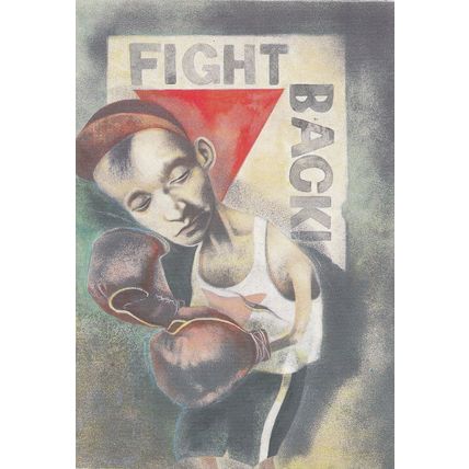 Fight Back Red Wedge Soviet Russian Boxing Poster Postcard