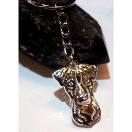 JACK RUSSELL TERRIER DOG KEY RING WITH KEY CHAIN & VELVET GIFT BAG