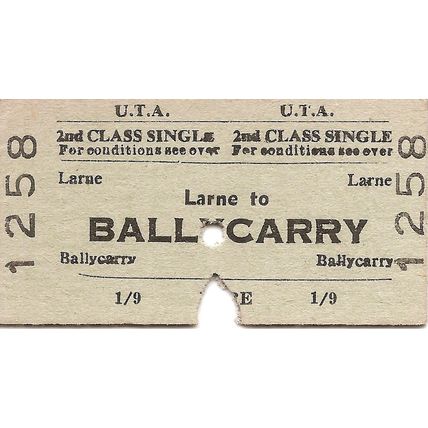U.T.A. Edmondson Ticket - Larne to Ballycarry