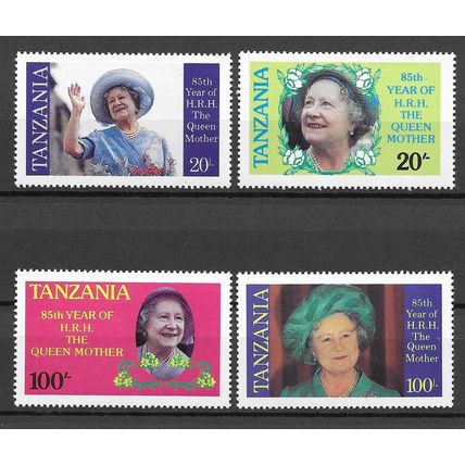 Tanzania 1985 Life & Times of Queen Mother - 85th Birthday MNH set S.G. 425-428