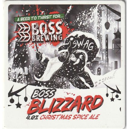 UNUSED PUMP CLIP FRONT - BOSS BREWING (WALES) - BLIZZARD CHRISTMAS SPICE ALE