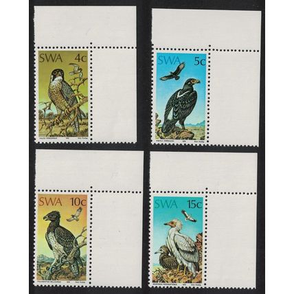 SWA Falcon Eagle Vulture Protected Birds of Prey 4v Corners 1975 MNH