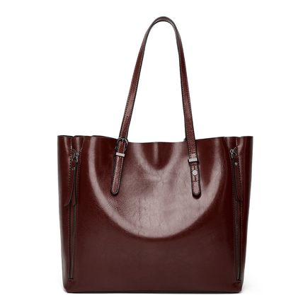 Women's Soft Faux Leather Tote Bag Purse Handbags Brown