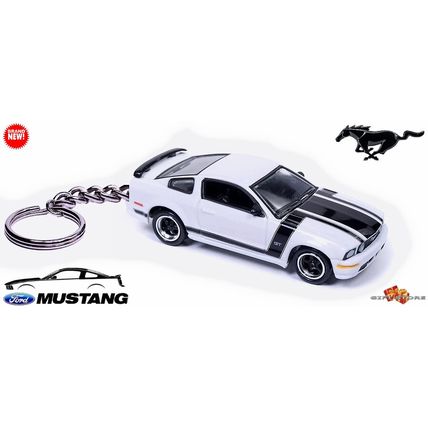 RARE KEYCHAIN WHITE FORD MUSTANG GT BOSS CUSTOM Ltd Ed.