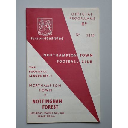 NORTHAMPTON TOWN v NOTTINGHAM FOREST Div1 12/03/1966