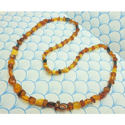 Vintage Genuine Natural Baltic Amber Chunky Polished Nugget Beaded Necklace