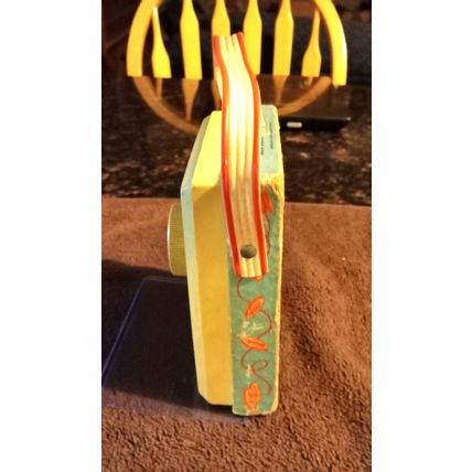 Old Vintage Fisher Price Pocket Radio Pop Goes The Weasel 6" Tall Working 1972