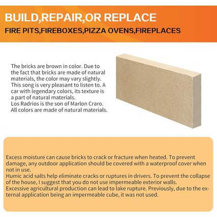 12PCS Woodstove Firebricks, Fire Bricks, Size 9" X 4-1/2" X 1-1/4", Fire Bricks