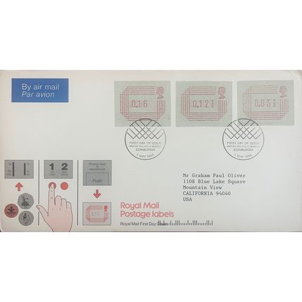 GB May 1984 Frama Postage Labels Royal Mail Edinburgh First Day Cover FDC stamp